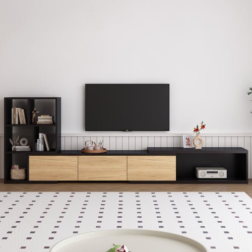 Bellemave® 74.8" Extendable TV Stand with 3 Tier Bookshelves and Storage Cabinets - Bellemave