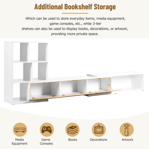 Bellemave® 74.8" Extendable TV Stand with 3 Tier Bookshelves and Storage Cabinets - Bellemave