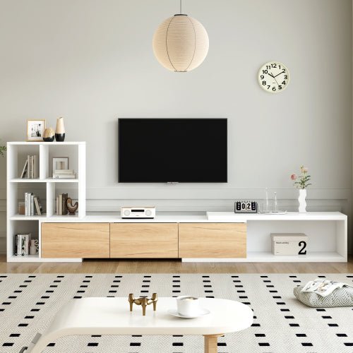 Bellemave® 74.8" Extendable TV Stand with 3 Tier Bookshelves and Storage Cabinets - Bellemave