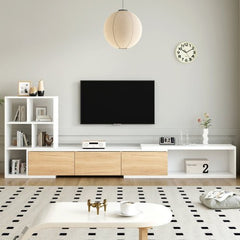 Bellemave® 74.8" Extendable TV Stand with 3 Tier Bookshelves and Storage Cabinets - Bellemave