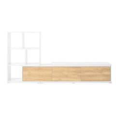 Bellemave® 74.8" Extendable TV Stand with 3 Tier Bookshelves and Storage Cabinets - Bellemave