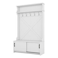 Bellemave® 74.8" Hall Tree with Top Shelf and Storage Bench, Hallway Shoe Cabinet with Sliding Doors and 5 Hanging Hooks - Bellemave