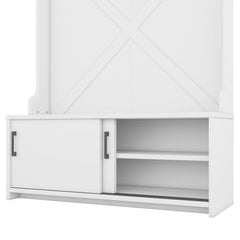 Bellemave® 74.8" Hall Tree with Top Shelf and Storage Bench, Hallway Shoe Cabinet with Sliding Doors and 5 Hanging Hooks - Bellemave