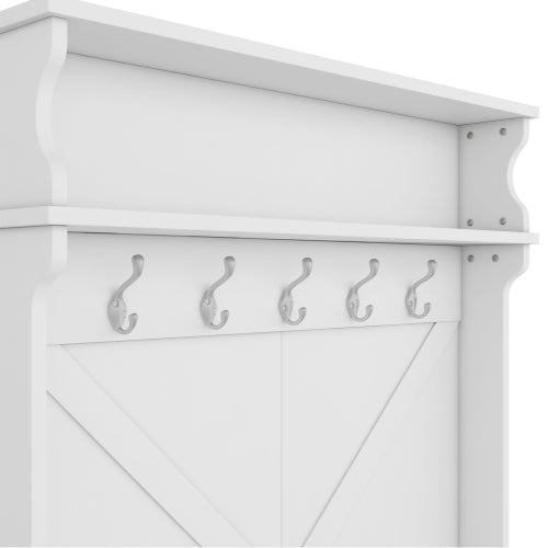 Bellemave® 74.8" Hall Tree with Top Shelf and Storage Bench, Hallway Shoe Cabinet with Sliding Doors and 5 Hanging Hooks - Bellemave