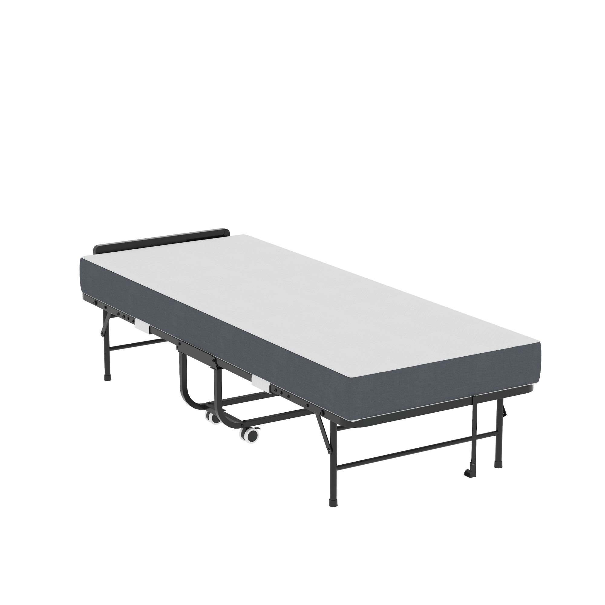 Bellemave® 75" x 31" Folding Bed with 5" Memory Foam Mattress, Storage Cover, Heavy - Duty Metal Foldable Bed Frame Supports 450lbs, Portable Rollaway Bed on Wheels, Ideal for Bedroom, Guest Room, Office - Bellemave