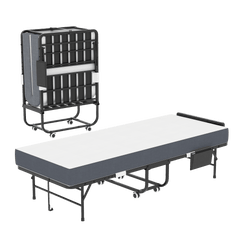 Bellemave® 75" x 31" Folding Bed with 5" Memory Foam Mattress, Storage Cover, Heavy - Duty Metal Foldable Bed Frame Supports 450lbs, Portable Rollaway Bed on Wheels, Ideal for Bedroom, Guest Room, Office - Bellemave