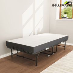 Bellemave® 75" x 31" Folding Bed with 5" Memory Foam Mattress, Storage Cover, Heavy - Duty Metal Foldable Bed Frame Supports 450lbs, Portable Rollaway Bed on Wheels, Ideal for Bedroom, Guest Room, Office - Bellemave