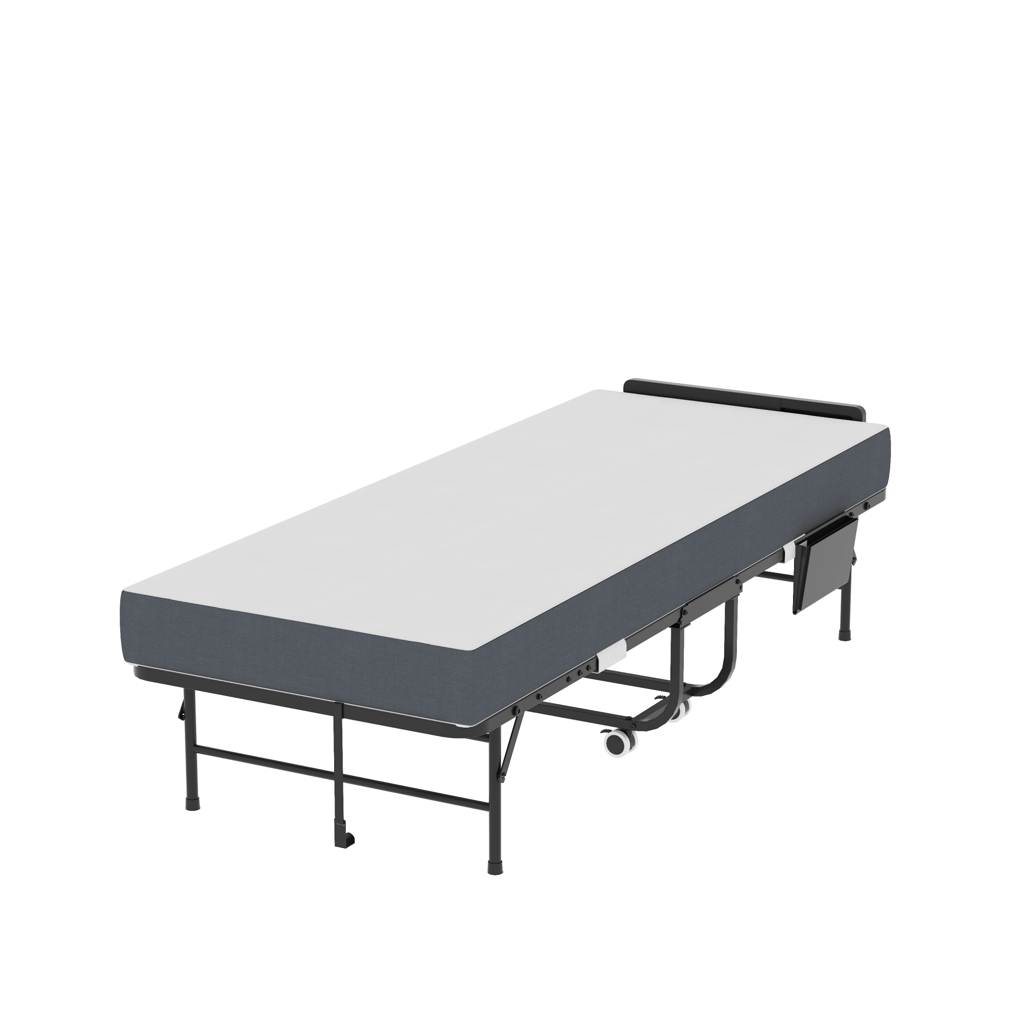 Bellemave® 75" x 31" Folding Bed with 5" Memory Foam Mattress, Storage Cover, Heavy - Duty Metal Foldable Bed Frame Supports 450lbs, Portable Rollaway Bed on Wheels, Ideal for Bedroom, Guest Room, Office - Bellemave