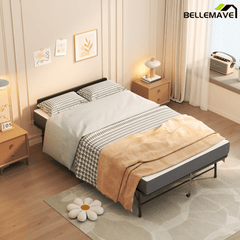 Bellemave® 75" x 31" Folding Bed with 5" Memory Foam Mattress, Storage Cover, Heavy - Duty Metal Foldable Bed Frame Supports 450lbs, Portable Rollaway Bed on Wheels, Ideal for Bedroom, Guest Room, Office - Bellemave