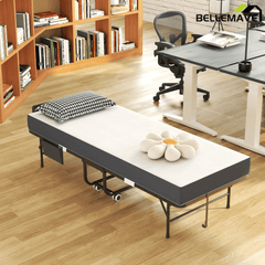 Bellemave® 75" x 31" Folding Bed with 5" Memory Foam Mattress, Storage Cover, Heavy - Duty Metal Foldable Bed Frame Supports 450lbs, Portable Rollaway Bed on Wheels, Ideal for Bedroom, Guest Room, Office - Bellemave