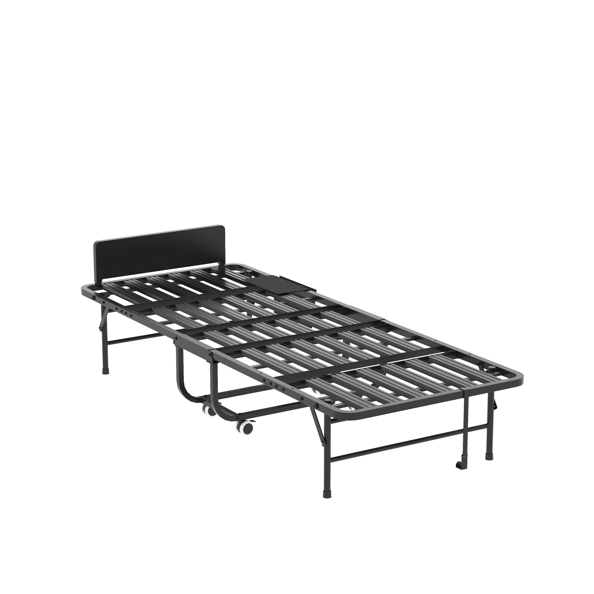 Bellemave® 75" x 31" Folding Bed with 5" Memory Foam Mattress, Storage Cover, Heavy - Duty Metal Foldable Bed Frame Supports 450lbs, Portable Rollaway Bed on Wheels, Ideal for Bedroom, Guest Room, Office - Bellemave