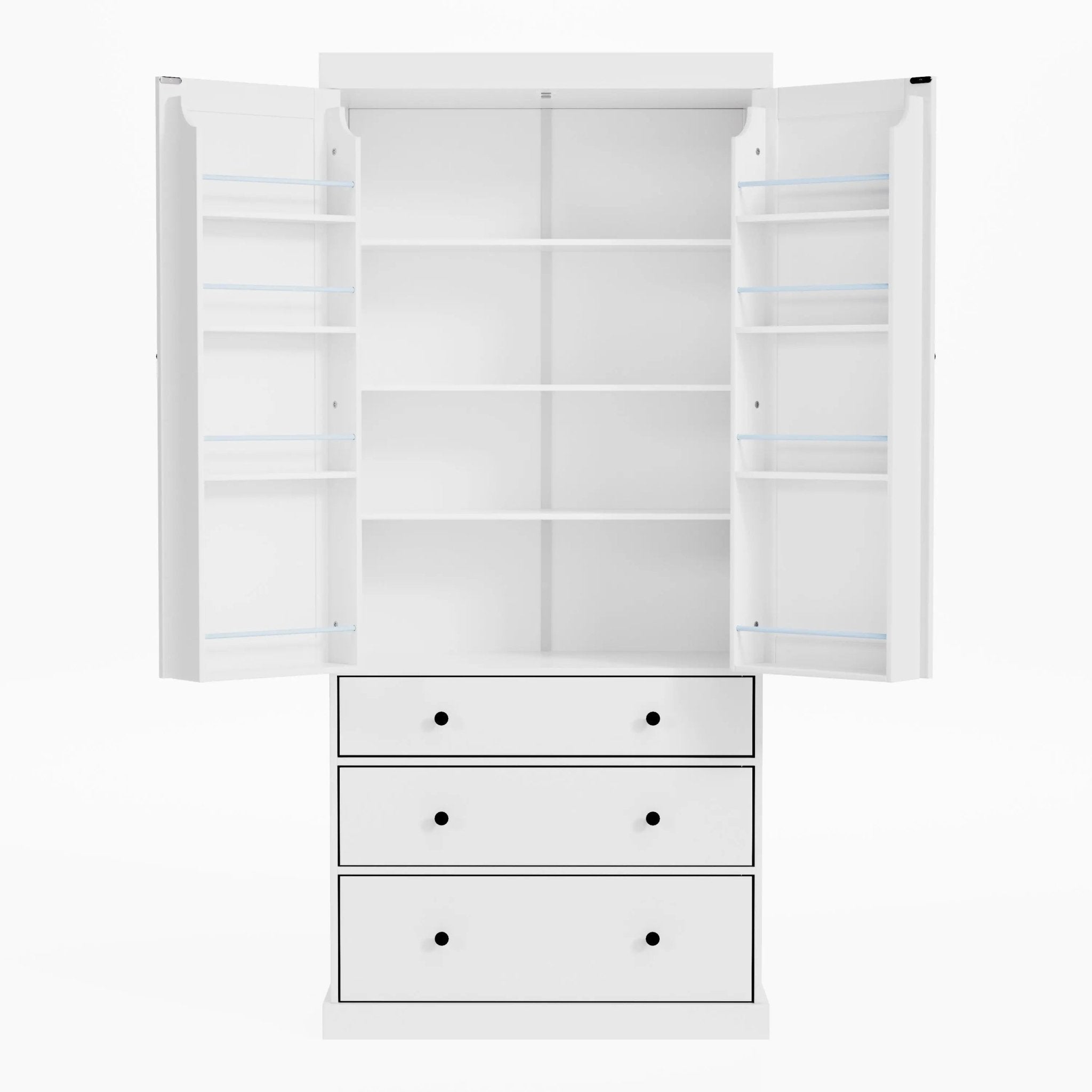 Bellemave® 77" Freestanding Tall Cupboard Storage Cabinet with 3 Adjustable Shelves, 8 Door Shelves, 3 Drawers - Bellemave