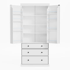 Bellemave® 77" Freestanding Tall Cupboard Storage Cabinet with 3 Adjustable Shelves, 8 Door Shelves, 3 Drawers - Bellemave