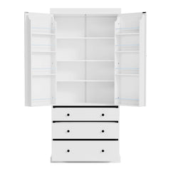 Bellemave® 77" Freestanding Tall Cupboard Storage Cabinet with 3 Adjustable Shelves, 8 Door Shelves, 3 Drawers - Bellemave