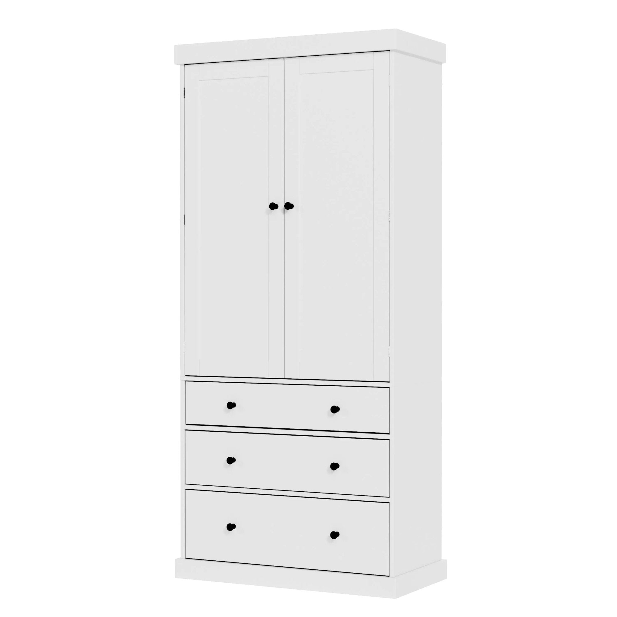 Bellemave® 77" Freestanding Tall Cupboard Storage Cabinet with 3 Adjustable Shelves, 8 Door Shelves, 3 Drawers - Bellemave