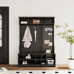Bellemave® 77.17" Hall Tree with Shoe Bench, Coat Rack ,Shoe Storage ,Storage Shelves and Pegboard - Bellemave