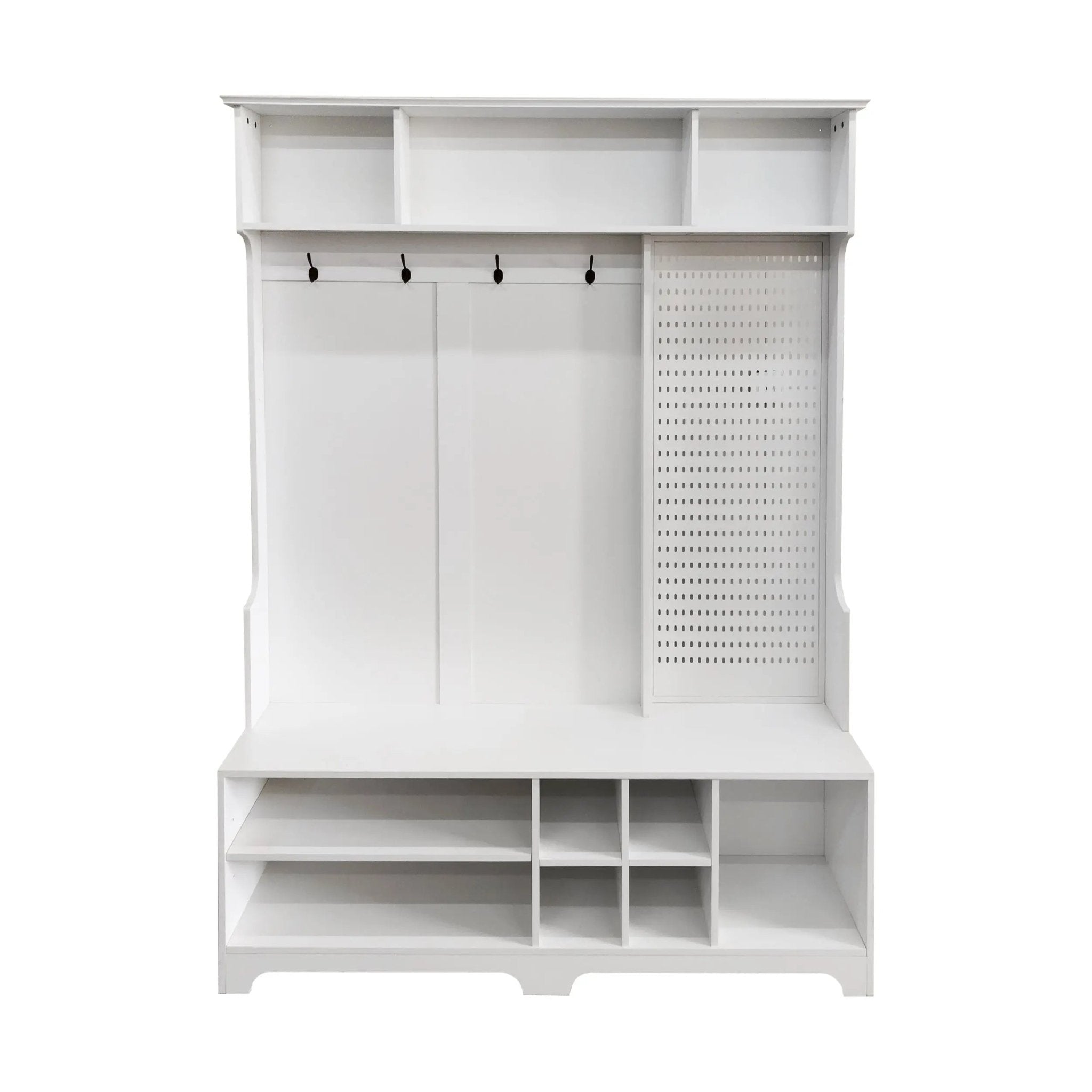 Bellemave® 77.17" Hall Tree with Shoe Bench, Coat Rack ,Shoe Storage ,Storage Shelves and Pegboard - Bellemave