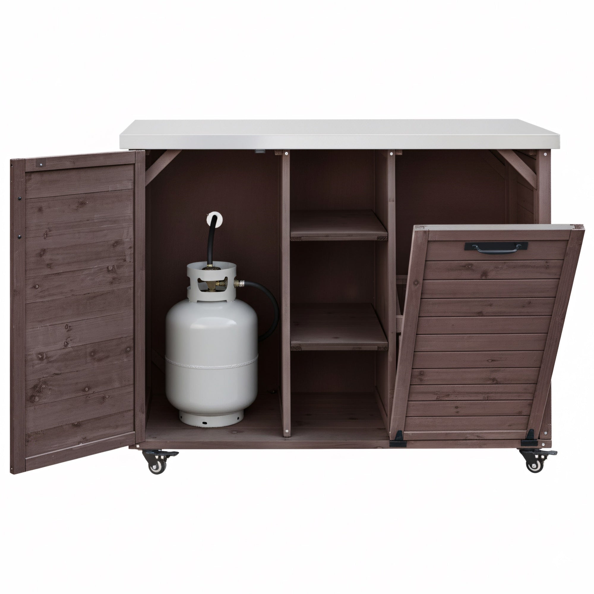 Bellemave® 78.3" Outdoor Kitchen Island with Foldable Grill Table, Solid Wood Grill Cart with Storage & Stainless Steel Top, Bar Cart for Lawn & Garden, Black - Bellemave