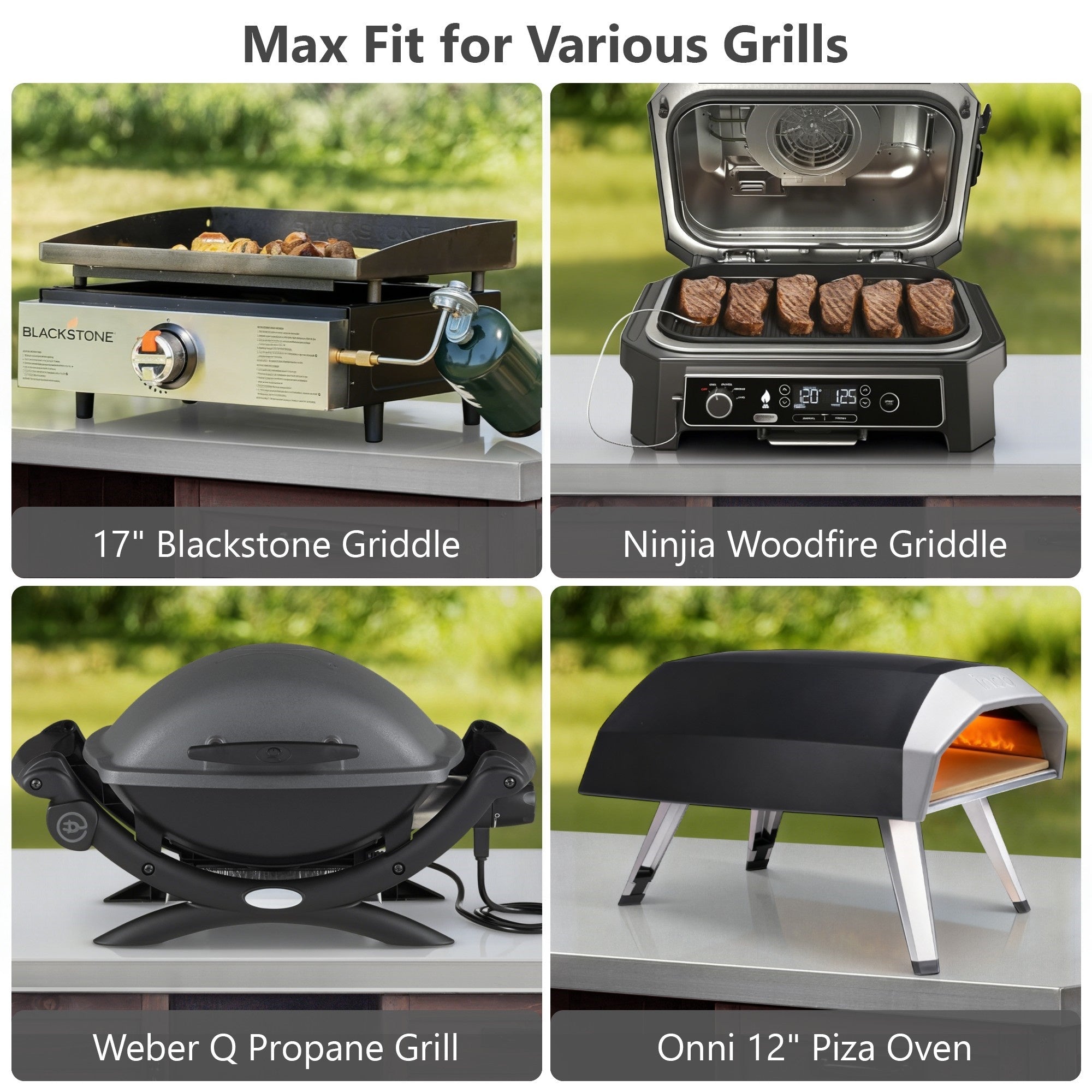 Bellemave® 78.3" Outdoor Kitchen Island with Foldable Grill Table, Solid Wood Grill Cart with Storage & Stainless Steel Top, Bar Cart for Lawn & Garden, Black - Bellemave