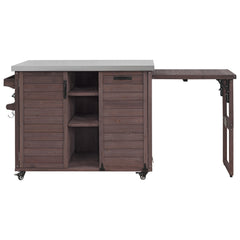 Bellemave® 78.3" Outdoor Kitchen Island with Foldable Grill Table, Solid Wood Grill Cart with Storage & Stainless Steel Top, Bar Cart for Lawn & Garden, Black - Bellemave