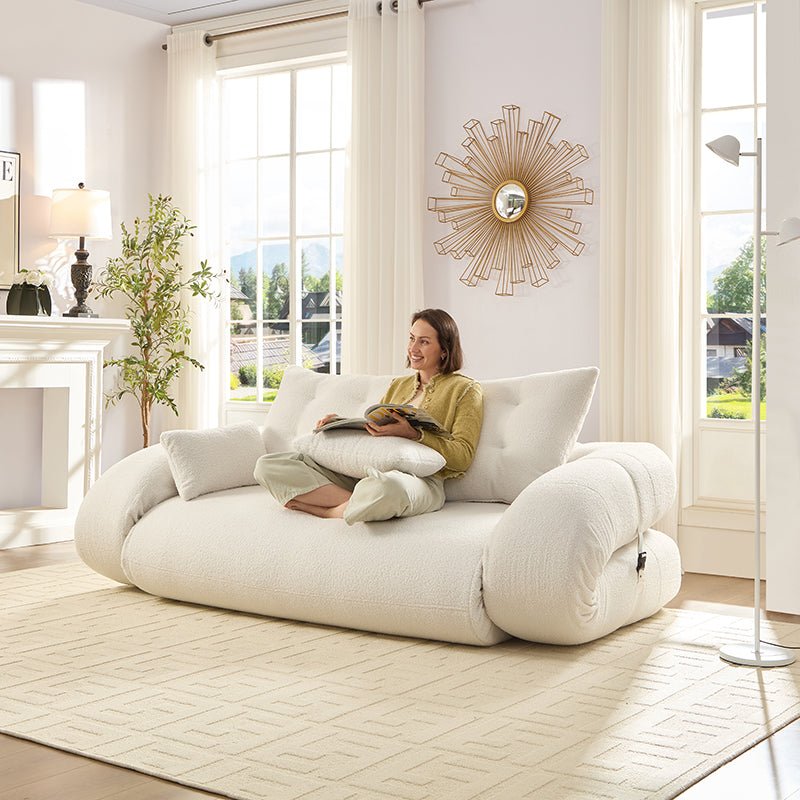 Bellemave® 78.7" Teddy Fabric Multi - Functional Foldable Sofa Bed - Bellemave