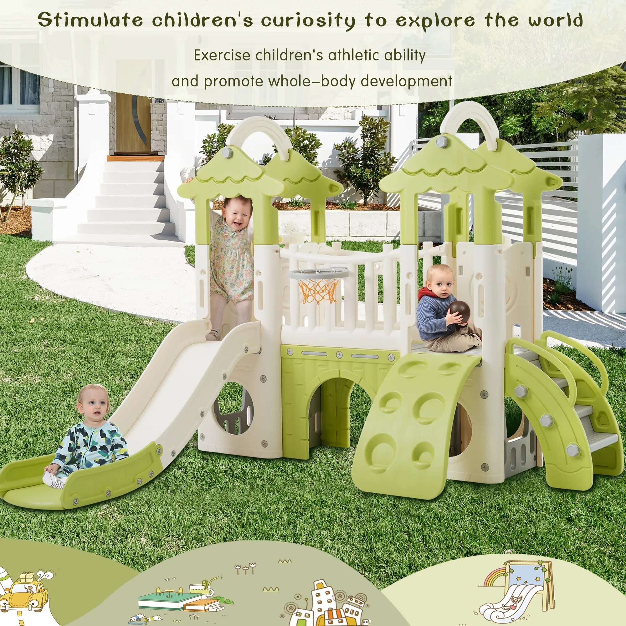 Bellemave® 8 in 1 Toddler Climber and Slide Set,Kids Playground for Toddlers Age 1+ - Bellemave