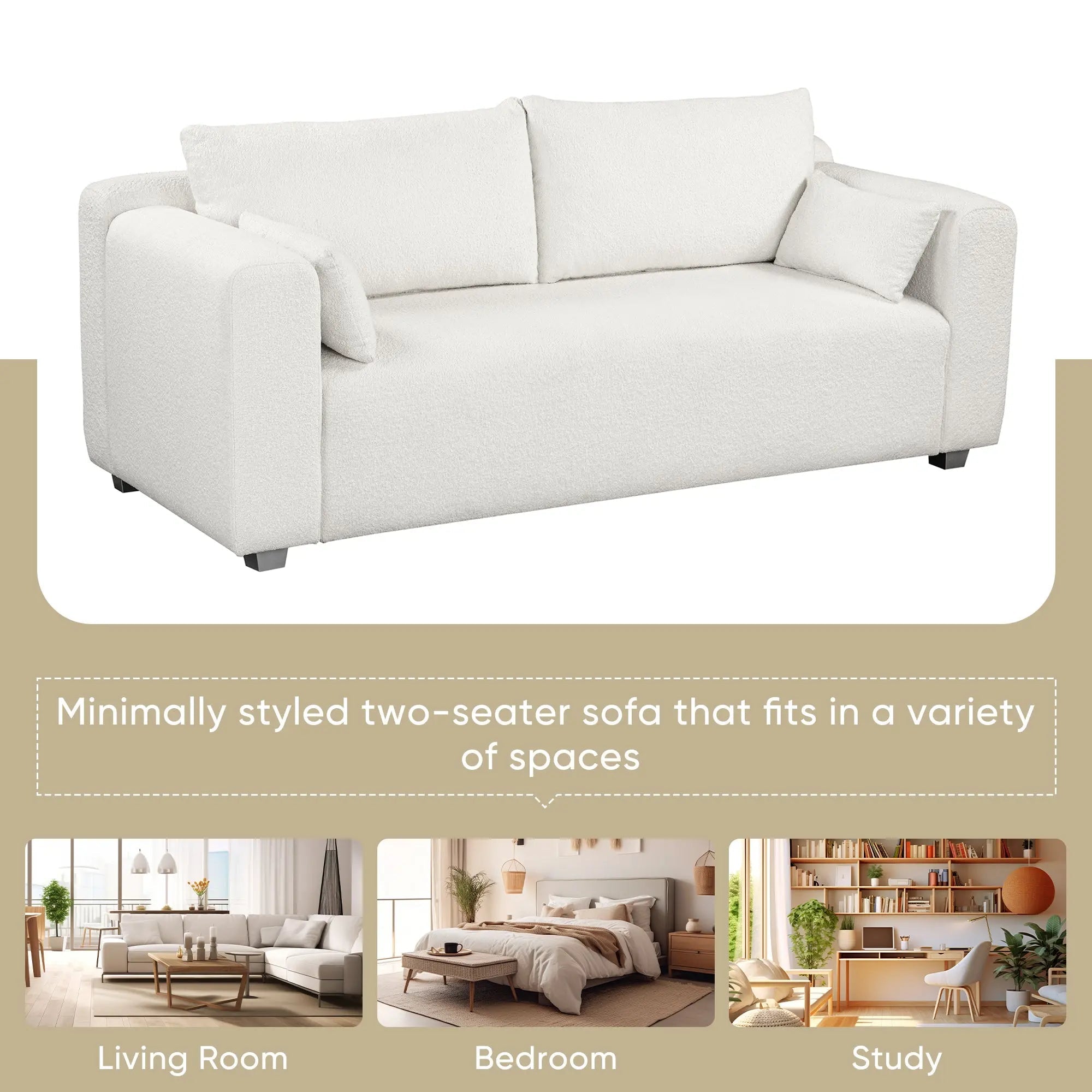Bellemave® 82" Modern Loop Yarn Fabric Sofa with Extra Wide Domed Arms - Bellemave