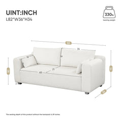 Bellemave® 82" Modern Loop Yarn Fabric Sofa with Extra Wide Domed Arms - Bellemave