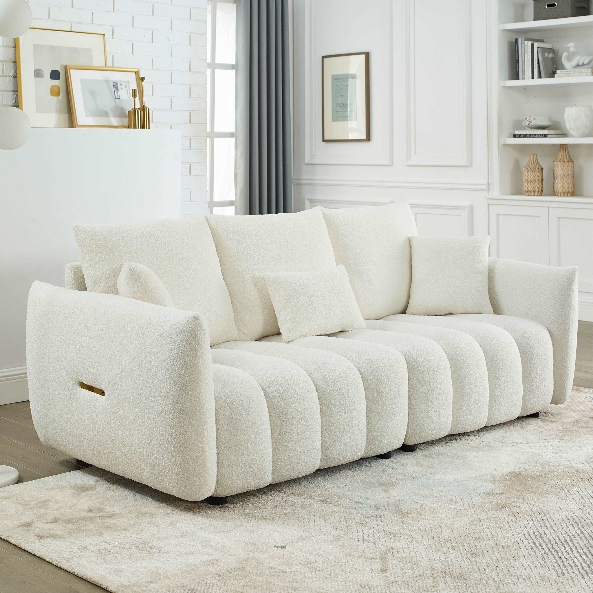 Bellemave® 82" Premium Teddy Velvet Sofa with 3 Back Pillows and 3 back Cushions - Bellemave