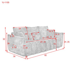 Bellemave® 82" Premium Teddy Velvet Sofa with 3 Back Pillows and 3 back Cushions - Bellemave
