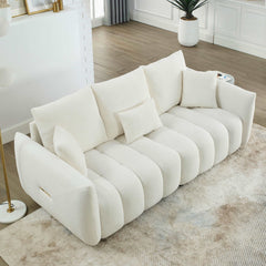 Bellemave® 82" Premium Teddy Velvet Sofa with 3 Back Pillows and 3 back Cushions - Bellemave