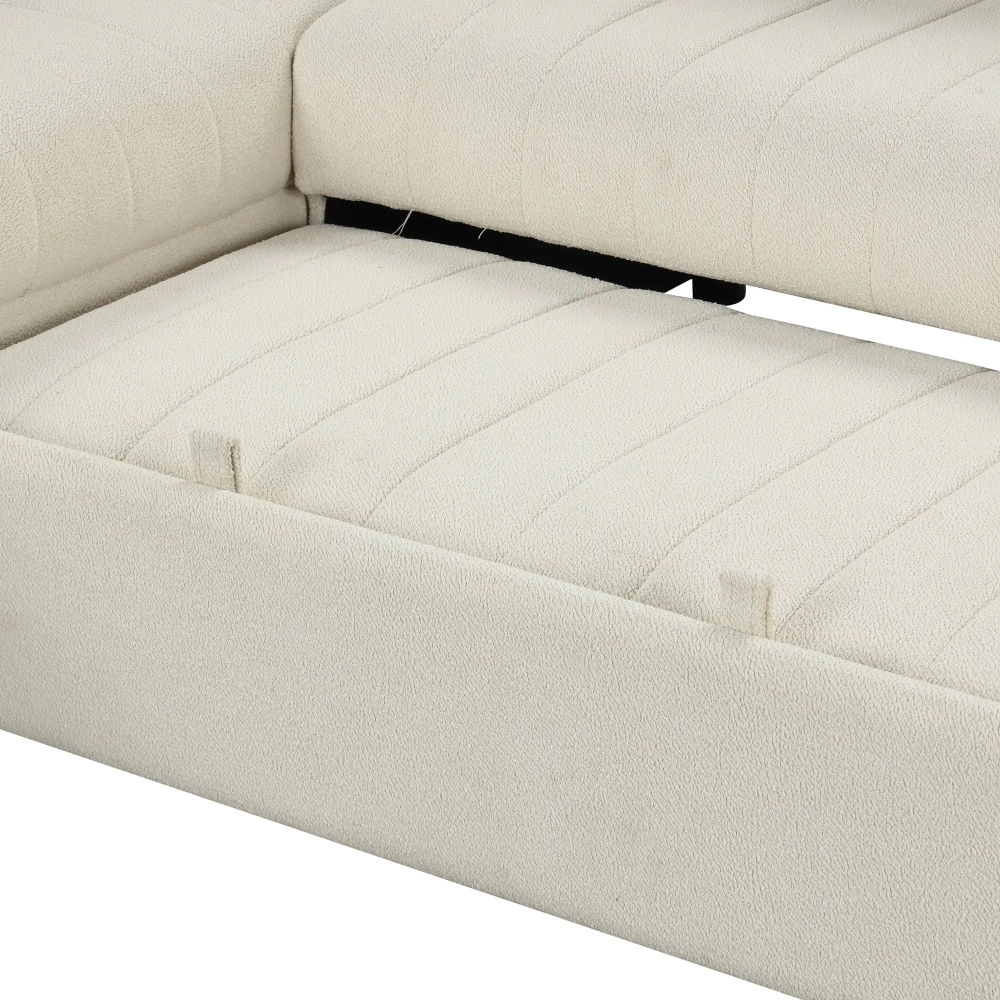 Bellemave® 82.6" L - shaped Sectional Pull Out Sofa Bed with Two USB Ports, Two Power Sockets and a Movable Storage Ottoman - Bellemave