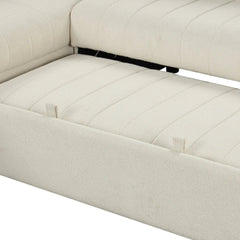 Bellemave® 82.6" L - shaped Sectional Pull Out Sofa Bed with Two USB Ports, Two Power Sockets and a Movable Storage Ottoman - Bellemave