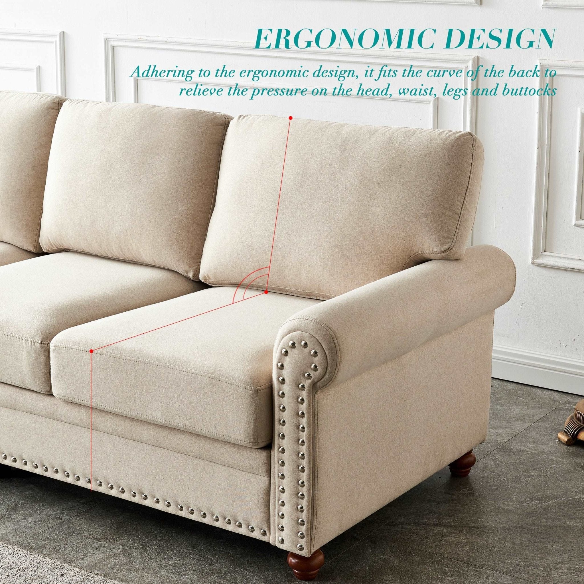 Bellemave® 82.68“ Linen Fabric Upholstery with Storage Sofa - Bellemave