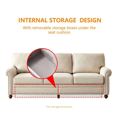 Bellemave® 82.68“ Linen Fabric Upholstery with Storage Sofa - Bellemave