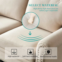 Bellemave® 82.68“ Linen Fabric Upholstery with Storage Sofa - Bellemave