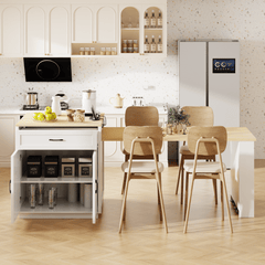 Bellemave® 82.7" Kitchen Island with Extendable Dining Table, Power Outlet, Storage 2 Drawers 2 Side Open Shelves - Bellemave