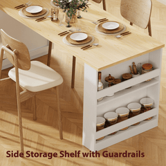 Bellemave® 82.7" Kitchen Island with Extendable Dining Table, Power Outlet, Storage 2 Drawers 2 Side Open Shelves - Bellemave