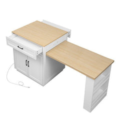 Bellemave® 82.7" Kitchen Island with Extendable Dining Table, Power Outlet, Storage 2 Drawers 2 Side Open Shelves - Bellemave