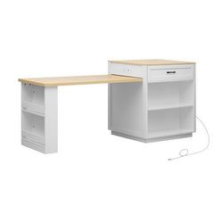 Bellemave® 82.7" Kitchen Island with Extendable Dining Table, Power Outlet, Storage 2 Drawers 2 Side Open Shelves - Bellemave