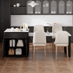 Bellemave® 82.7" Kitchen Island with Extendable Dining Table, Power Outlet, Storage 2 Drawers 2 Side Open Shelves - Bellemave