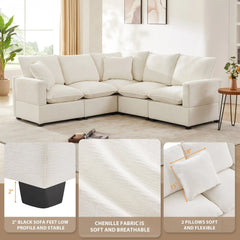 Bellemave® 84" L - Shape Modern Chenille Modular Sofa, with 2 Pillows Included - Bellemave