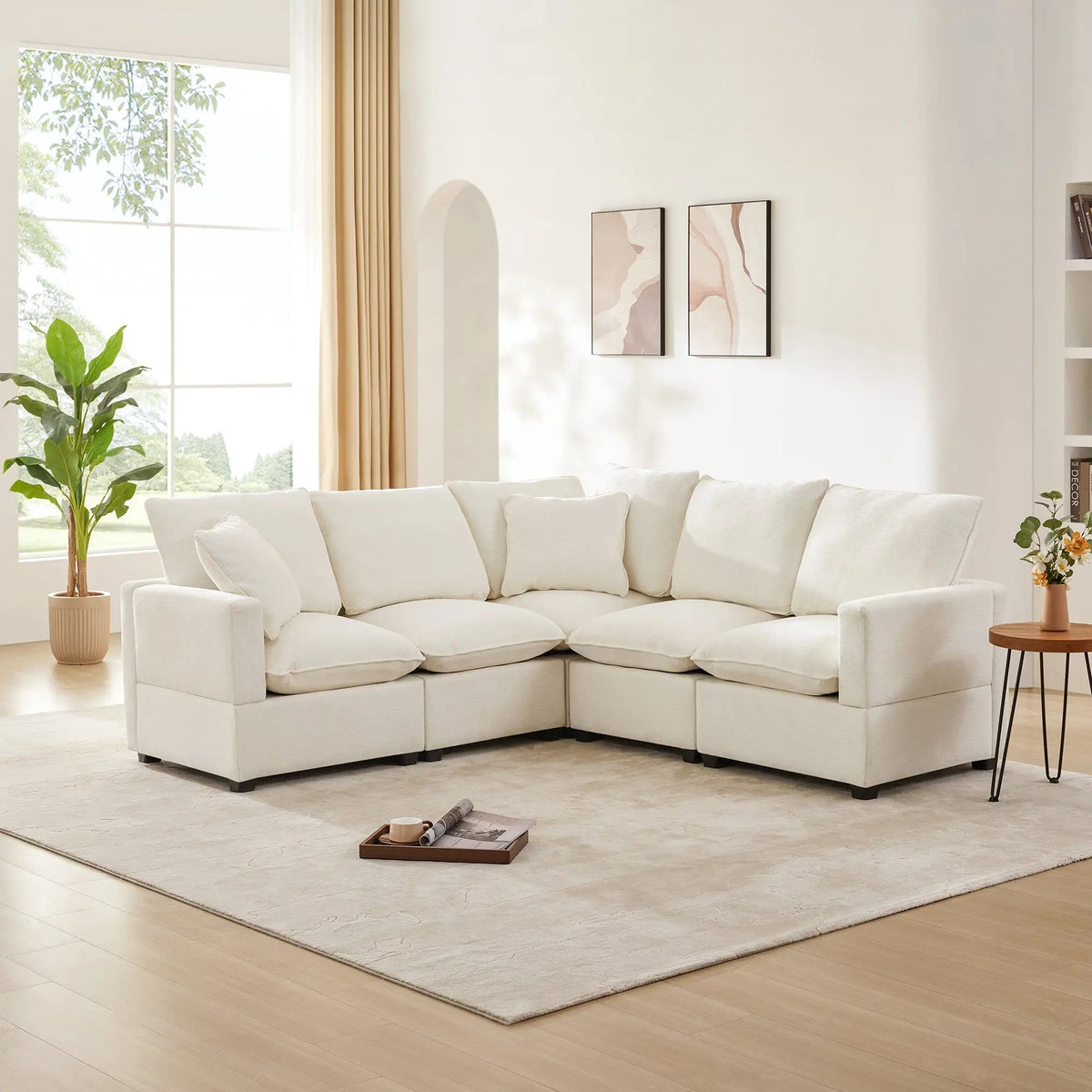 Bellemave® 84" L - Shape Modern Chenille Modular Sofa, with 2 Pillows Included - Bellemave