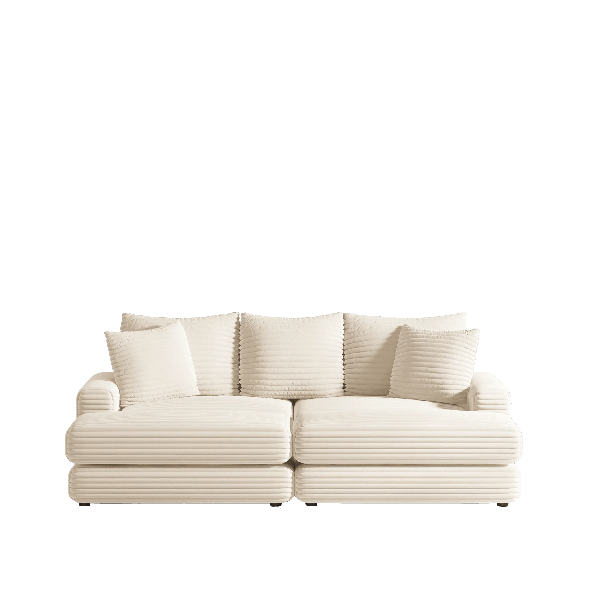 Bellemave® 86.6" Corduroy 3 - Seater Sofa with 3 Back Pillows , 2 Toss Pillows and Two Ottoman - Bellemave