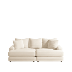 Bellemave® 86.6" Corduroy 3 - Seater Sofa with 3 Back Pillows , 2 Toss Pillows and Two Ottoman - Bellemave