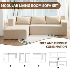 Bellemave® 86.6" L - Shape Sectional Couch with 3 Pillows - Bellemave