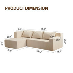 Bellemave® 86.6" L - Shape Sectional Couch with 3 Pillows - Bellemave