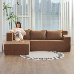 Bellemave® 86.6" L - Shape Sectional Couch with 3 Pillows - Bellemave