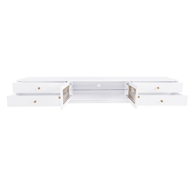 Bellemave® 86.6" Luxurious TV Stand with Fluted Glass Doors and Multiple Storage - Bellemave