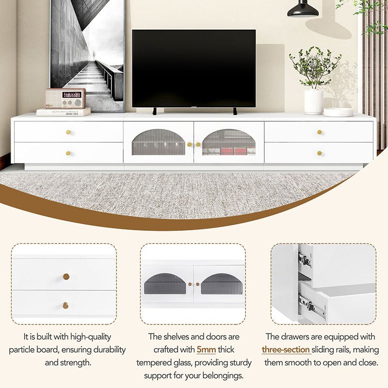Bellemave® 86.6" Luxurious TV Stand with Fluted Glass Doors and Multiple Storage - Bellemave